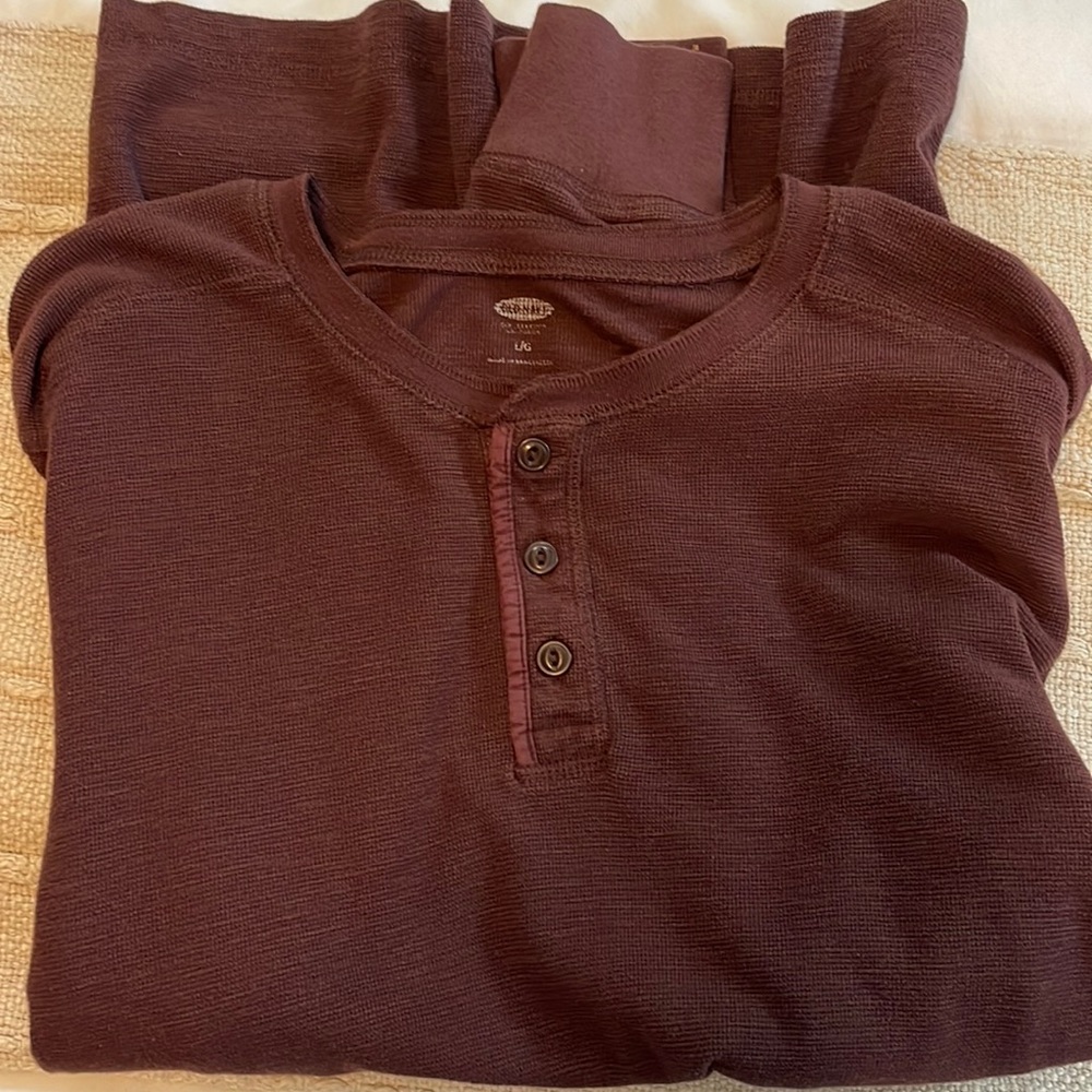 Long Sleeve Henley Maroon/Purple